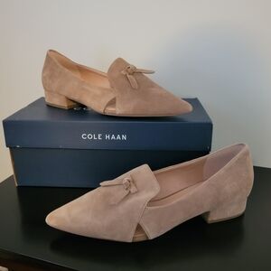 Cole Haan Taupe Suede Tassel Loafers for Women